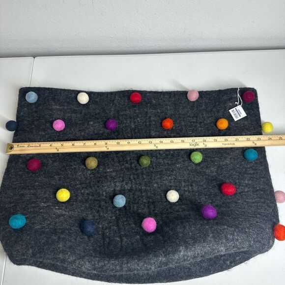 Rare Wool Felt Big Basket Gray Made In Nepal New Zélande Wool - Picture 12 of 12